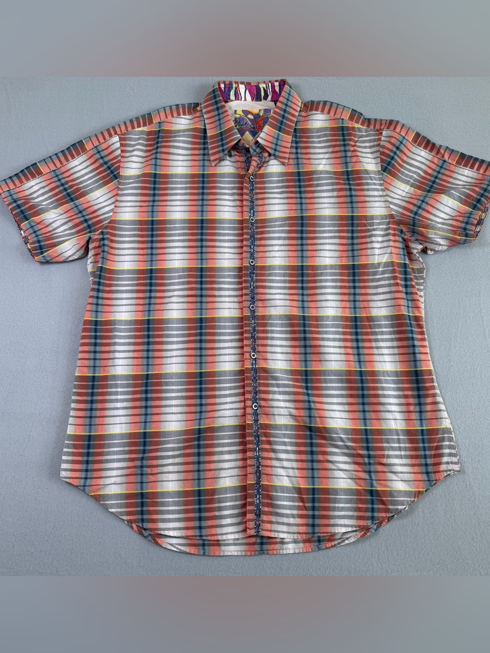Robert Graham Mens 2XL Geometric Short Sleeve Button Shirt